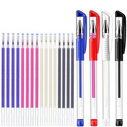 Set of 16 Belro heat erasable fabric marking pens for men's clothing, with visible pen tips and colorful ink on fabric