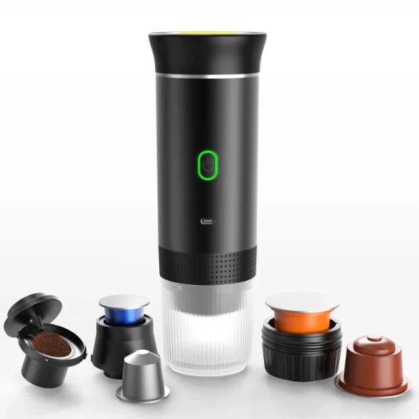 Belro wireless espresso coffee machine, portable 3-in-1 coffee maker with capsule and powder options, compact home appliance.