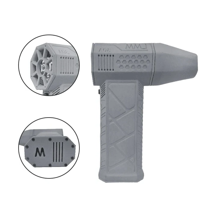 Belro mini turbo jet fan air blower with high-speed duct fan, 110,000 RPM, compact powerful blower, shown in action.