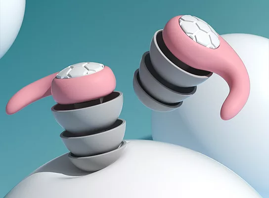 Belro noise cancelling silicone earplugs designed for sleeping, shown in soft silicone with a smooth, comfortable fit for rest and relaxation.