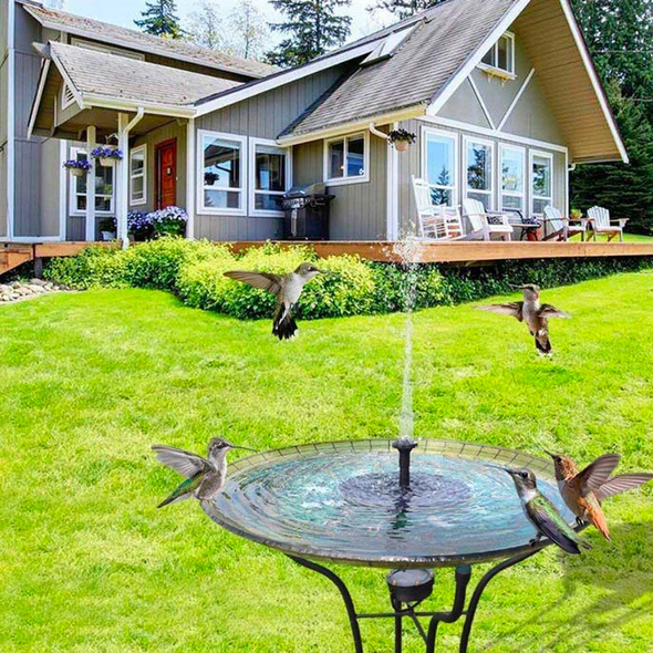 Belro solar-powered garden fountain pump with water spray and decorative features for home and garden decor.