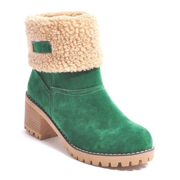 Belro women's block heel snow boots with warm lining and stylish design, ideal for winter wear and cold weather comfort.