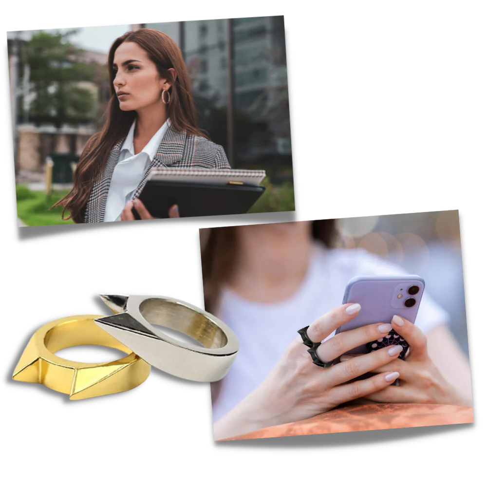 Belro cat ear protective ring, jewelry accessory featuring playful cat ear design, made of silver-tone metal.