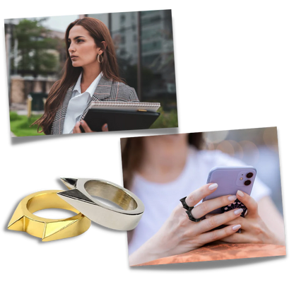 Belro cat ear protective ring, jewelry accessory featuring playful cat ear design, made of silver-tone metal.