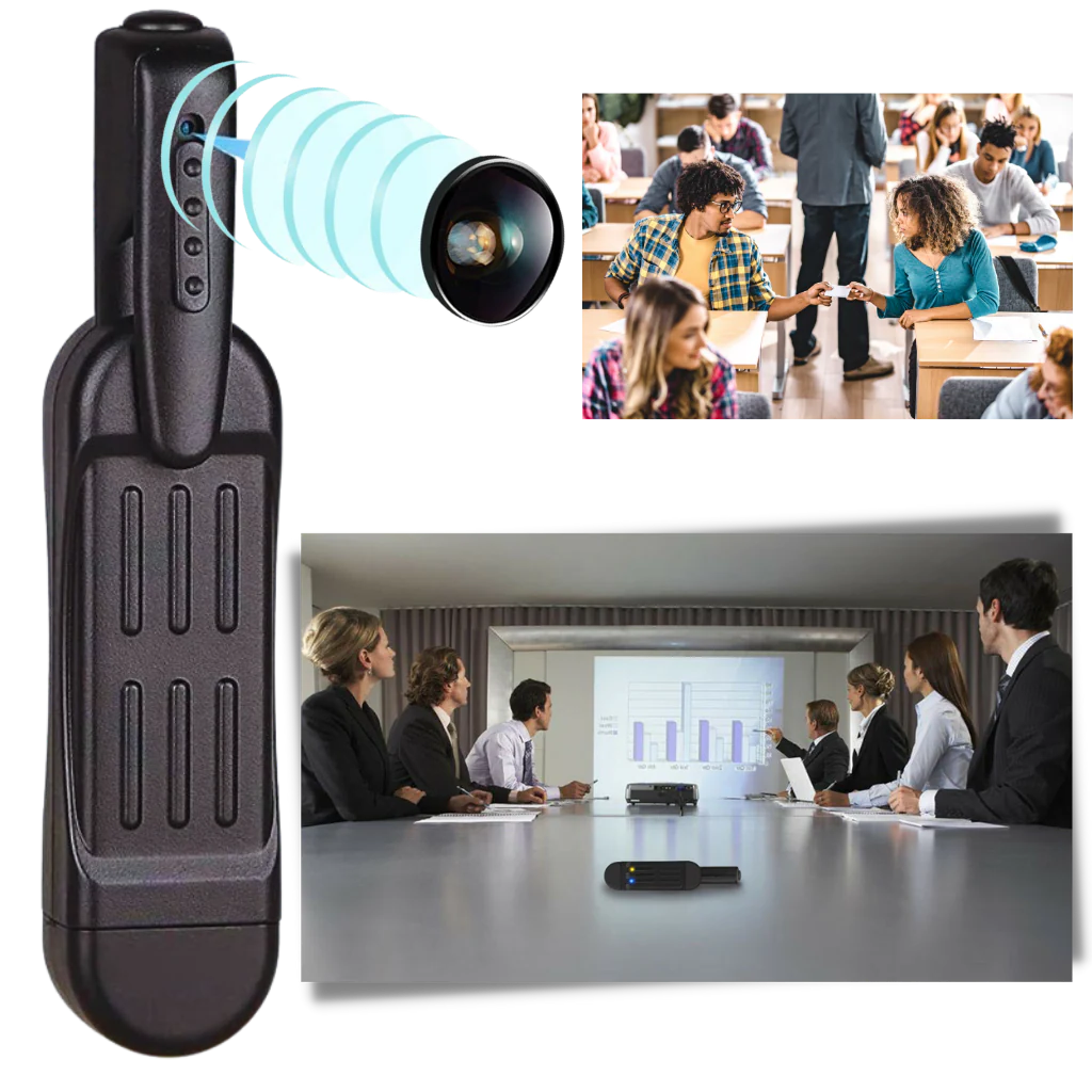 Belro mini pen camera showing a sleek black pen with built-in camera lens for discreet recording in electronics camcorder category.