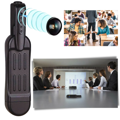Belro mini pen camera showing a sleek black pen with built-in camera lens for discreet recording in electronics camcorder category.