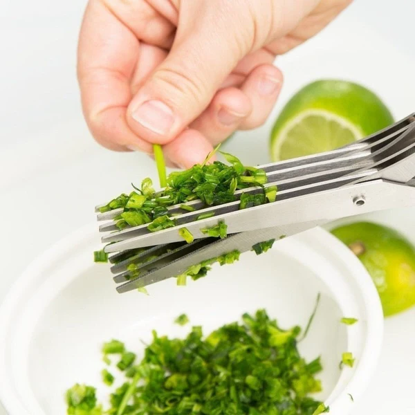 Belro 5-blade kitchen salad scissors with stainless steel blades for easy, efficient food chopping in the kitchen.