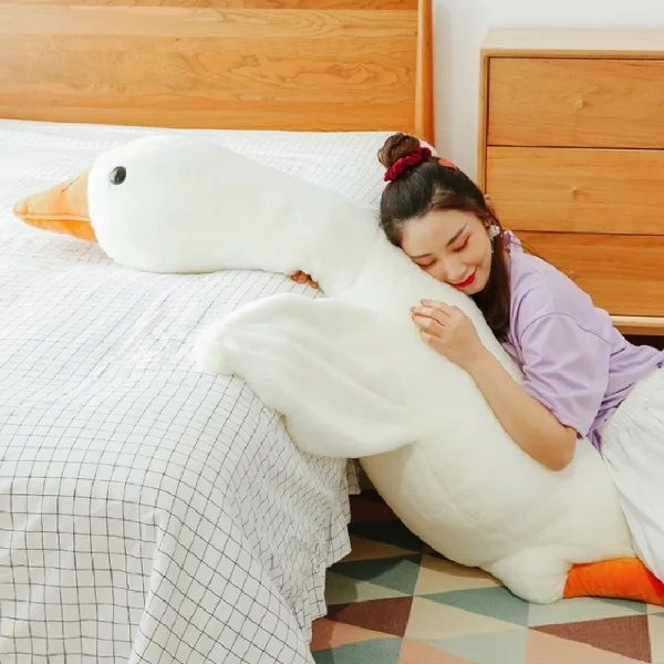 Belro Big White Goose plush throw pillow and stuffed toy featuring a sleeping duck design, soft and cuddly for comfort.