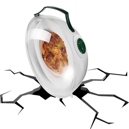 Belro anti-splash microwave cover showing clear plastic shield with vent holes on a kitchen countertop.