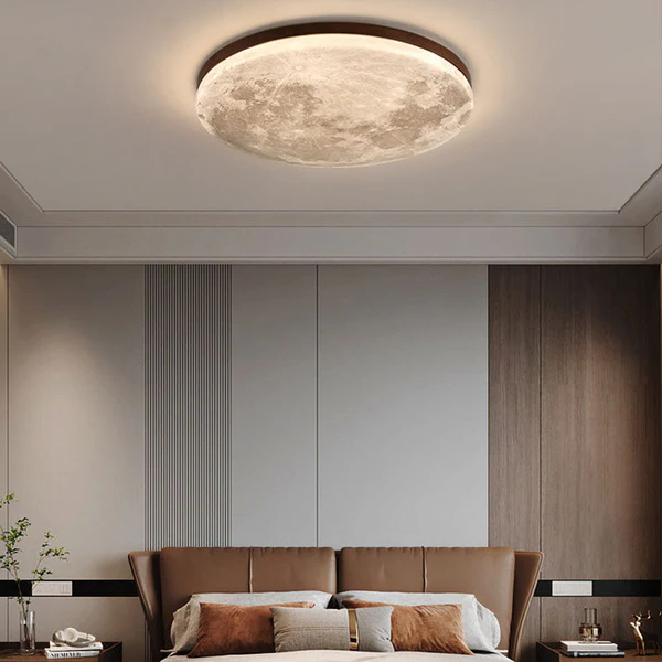Belro Nordic minimalist moon-shaped acrylic LED ceiling light for outdoor use, stylish contemporary home and garden lighting.