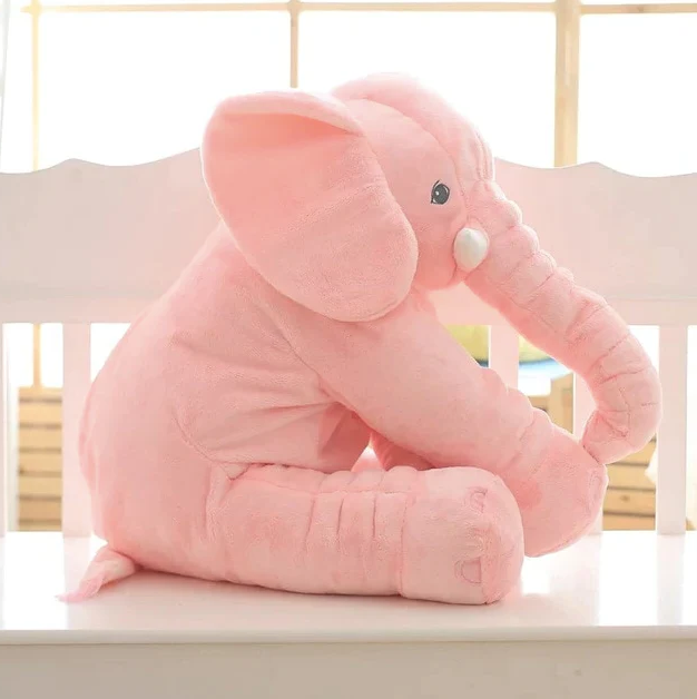 Soft baby elephant cuddle pillow by Belro, plush and adorable, designed for comfort and decorative use in children's spaces.