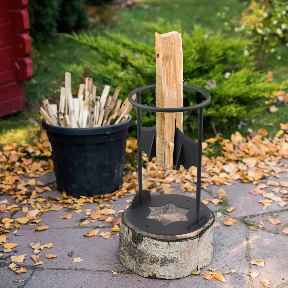 Belro Kindling Cracker firewood splitter tool with metal base and wooden handle for easy wood splitting.