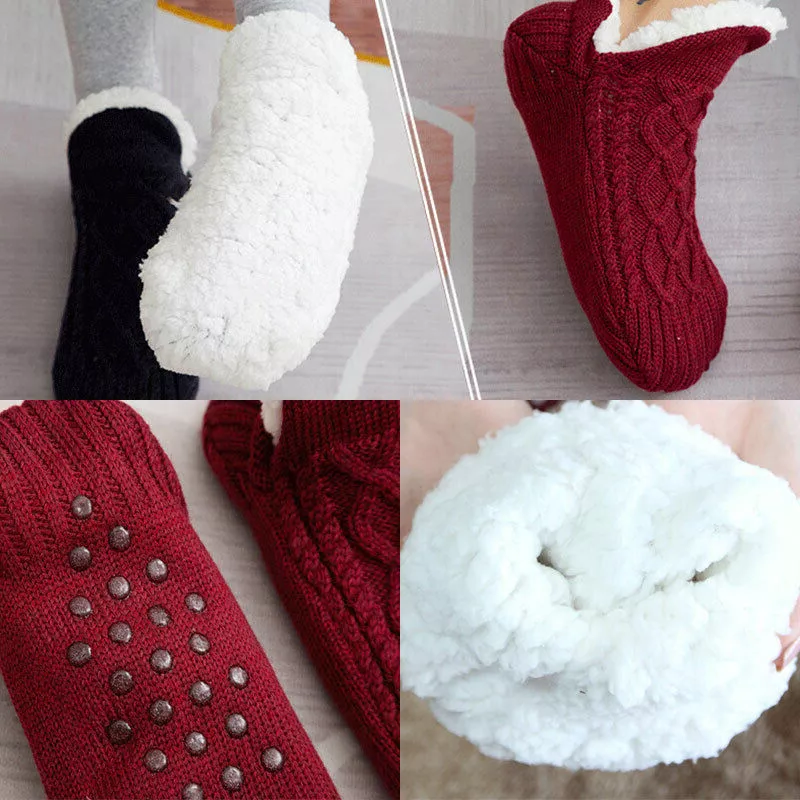 Belro women's non-slip thermal fleece socks with indoor grip, designed for warmth and comfort during cold weather.