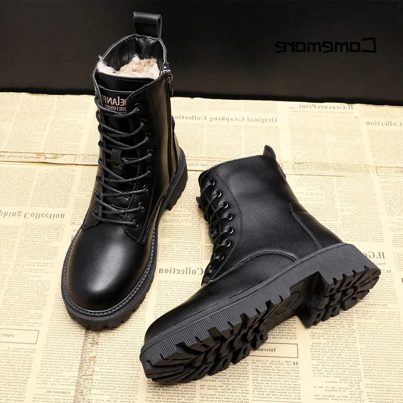 Black leather winter boots by Belro, stylish and durable footwear with a sleek design and sturdy sole for cold weather comfort.