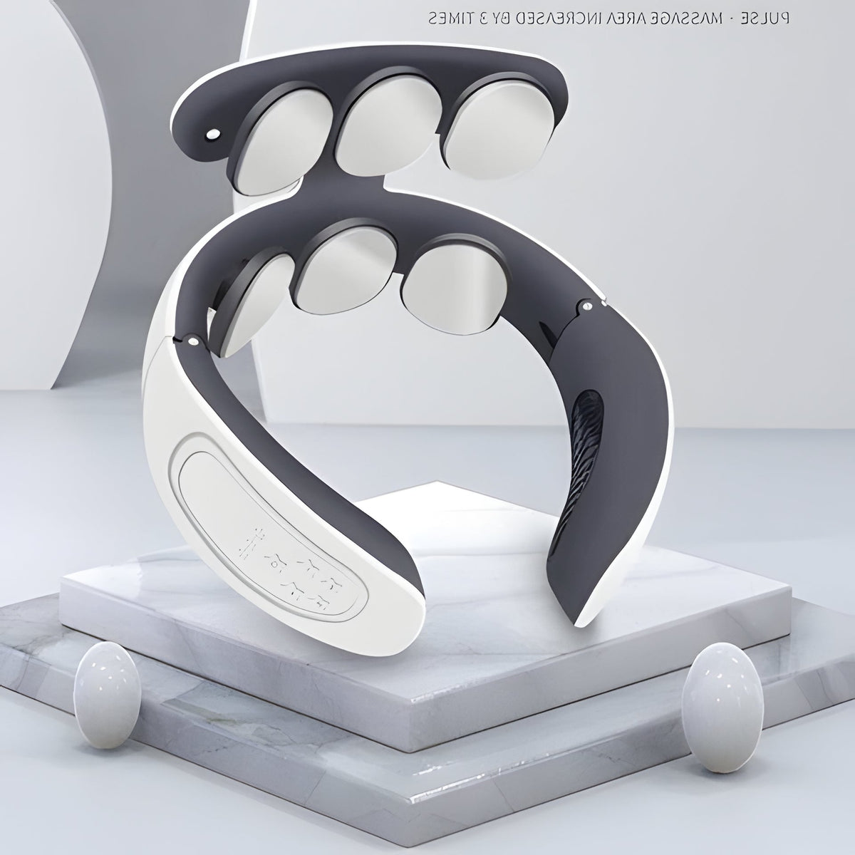 Belro neck massager with multi-mode pulse function showing ergonomic design and control buttons for personalized relaxation.