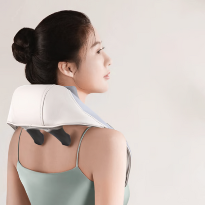 Belro neck and shoulder heat massager with plush cushions, designed for therapeutic relaxation and pain relief.