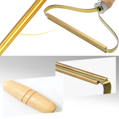 Belro wooden pet hair remover for dogs, showing a handheld grooming tool with wooden surface and pet hair collection features.