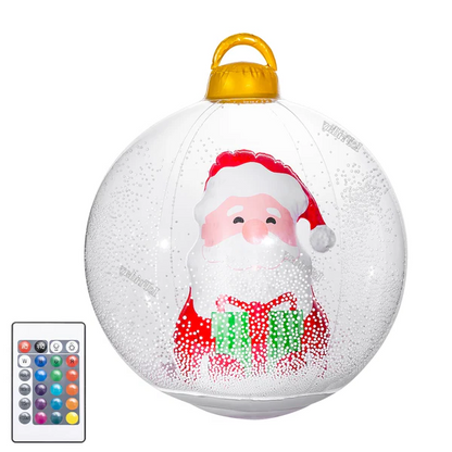 Belro inflatable outdoor Christmas ball with LED lights, festive holiday decoration, with colorful illuminated lights and festive design.