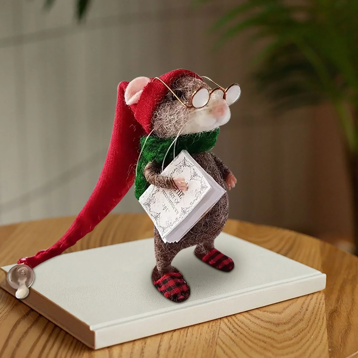 Handmade needle felted mouse craft kit by Belro, featuring detailed felted mouse figure with clothing accessories for DIY DIY craft projects.