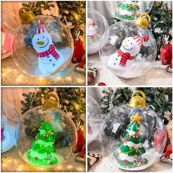 Belro inflatable outdoor Christmas ball with LED lights, festive holiday decoration, designed as an umbrella accessory.