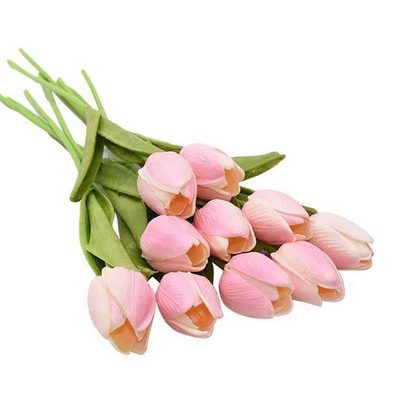 Artificial Tulips Flowers from Belro, 10-pack, vibrant synthetic tulip blooms suitable for home decor or craft projects.
