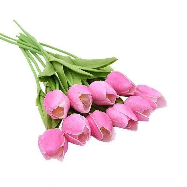 Set of 10 artificial tulip flowers by Belro, decorative faux tulips for home or craft projects.