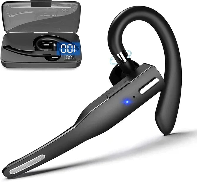 Belro Trucker Dual Mic wireless Bluetooth 5.1 noise-canceling headset with earpiece, featuring dual microphones and sleek design.