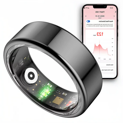 Belro stainless steel smart ring with sleek design, wearable electronic accessory for health and notification tracking.