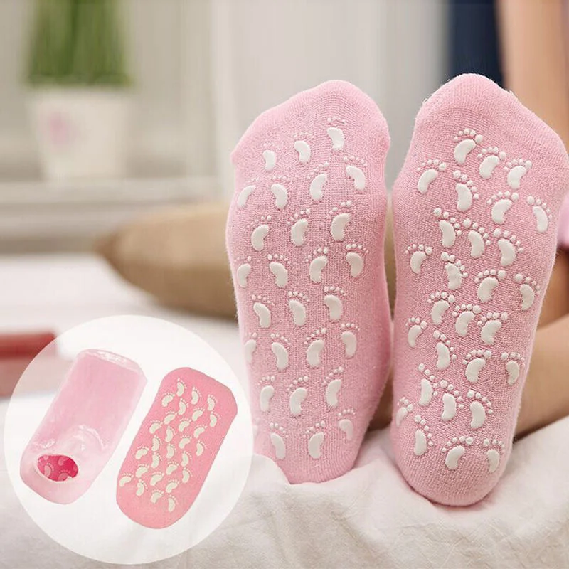Belro moisturizing socks with spa gel lining for soft, hydrated feet, featured in a health and beauty product image.