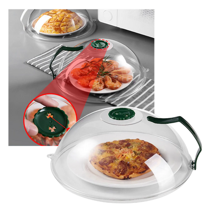 Belro anti-splash microwave protective cover on a kitchen countertop, designed to prevent splatters during food heating.