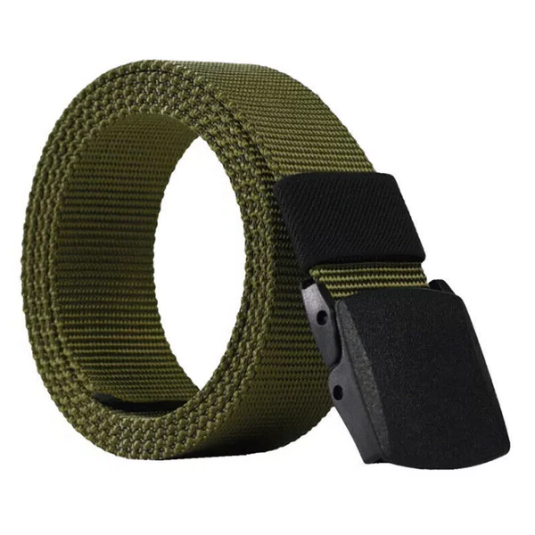 Men's military nylon canvas belt with breathable webbing, Belro brand, durable and adjustable for uniform or casual wear.