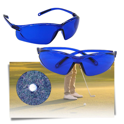 Belro golf ball finding glasses with magnifying lenses for locating golf balls easily outdoors.