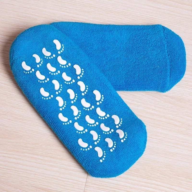 Belro moisturizing socks with spa gel lining for nourishing foot care, shown in a close-up image.