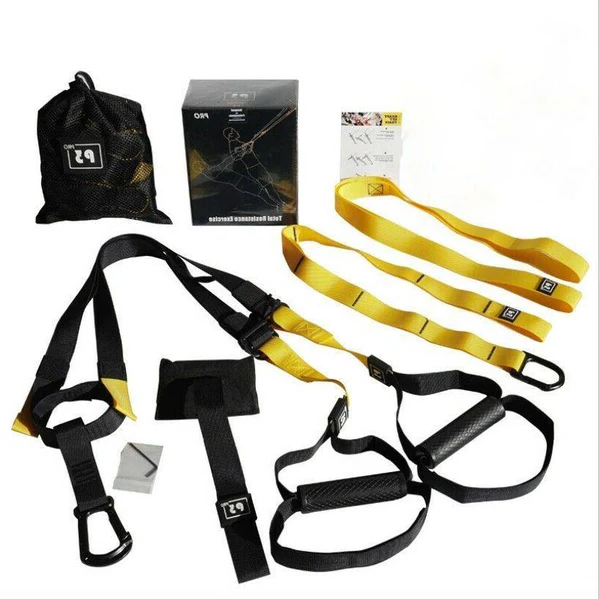 Belro men's training straps for home gym fitness, showing adjustable straps and handles for strength training exercises.