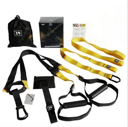 Belro men's training straps for home gym fitness, showing adjustable straps and handles for strength training exercises.