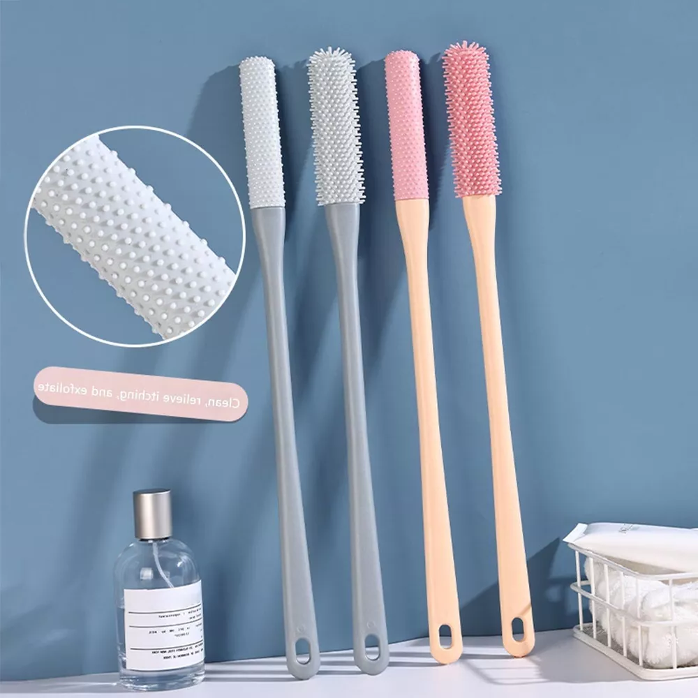 Belro Toe Gap Cleaning Brush with long handle and anti-itch brush in gray, designed for hygiene and foot care.
