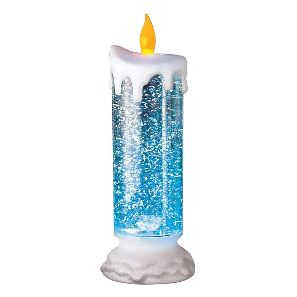 Rechargeable LED Christmas candles with glitter from Belro, featuring a warm glow and festive decorative design.