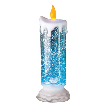 Rechargeable LED Christmas candles with glitter from Belro, featuring a warm glow and festive decorative design.