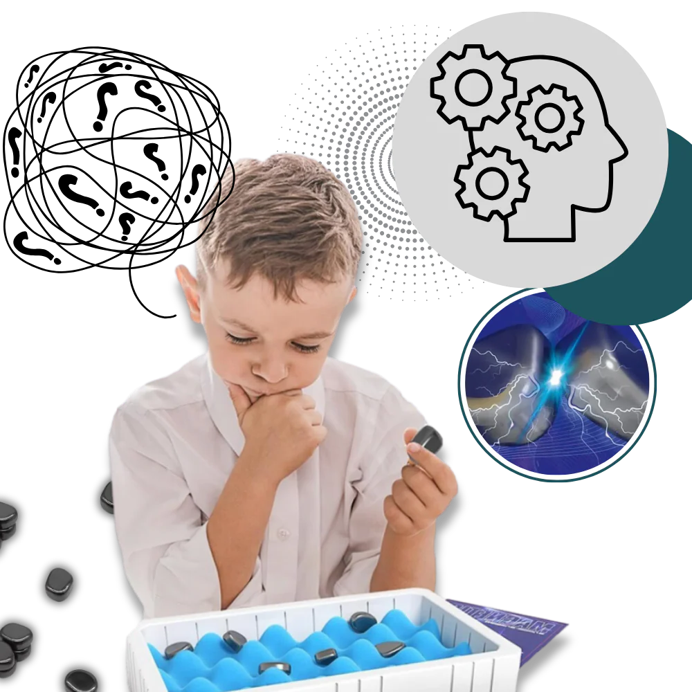 Belro magnetic chess game with black and white pieces on a wooden board, designed for fun and strategic play.