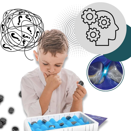 Belro magnetic chess game with black and white pieces on a wooden board, designed for fun and strategic play.