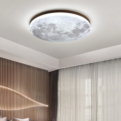 Nordic minimalist moon-shaped acrylic LED ceiling light by Belro, suitable for outdoor home and garden decor, mounted on ceiling.
