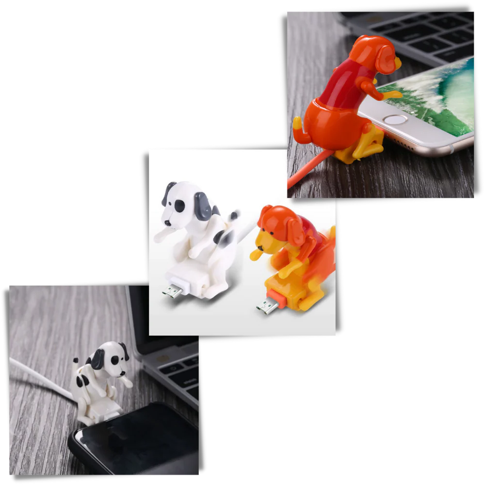 Belro Humping Dog fast charger cable for electronics, features a playful dog design, compatible with various devices.