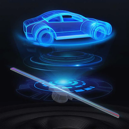 Men's 3D hologram LED fan projector by Belro displaying vibrant holographic images in a sleek design.