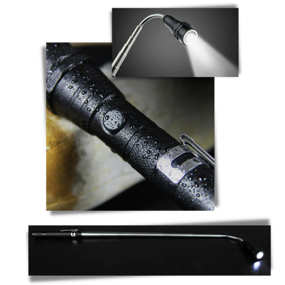 Belro telescopic magnetic LED flashlight with extendable handle and bright light for tools and hardware tasks.
