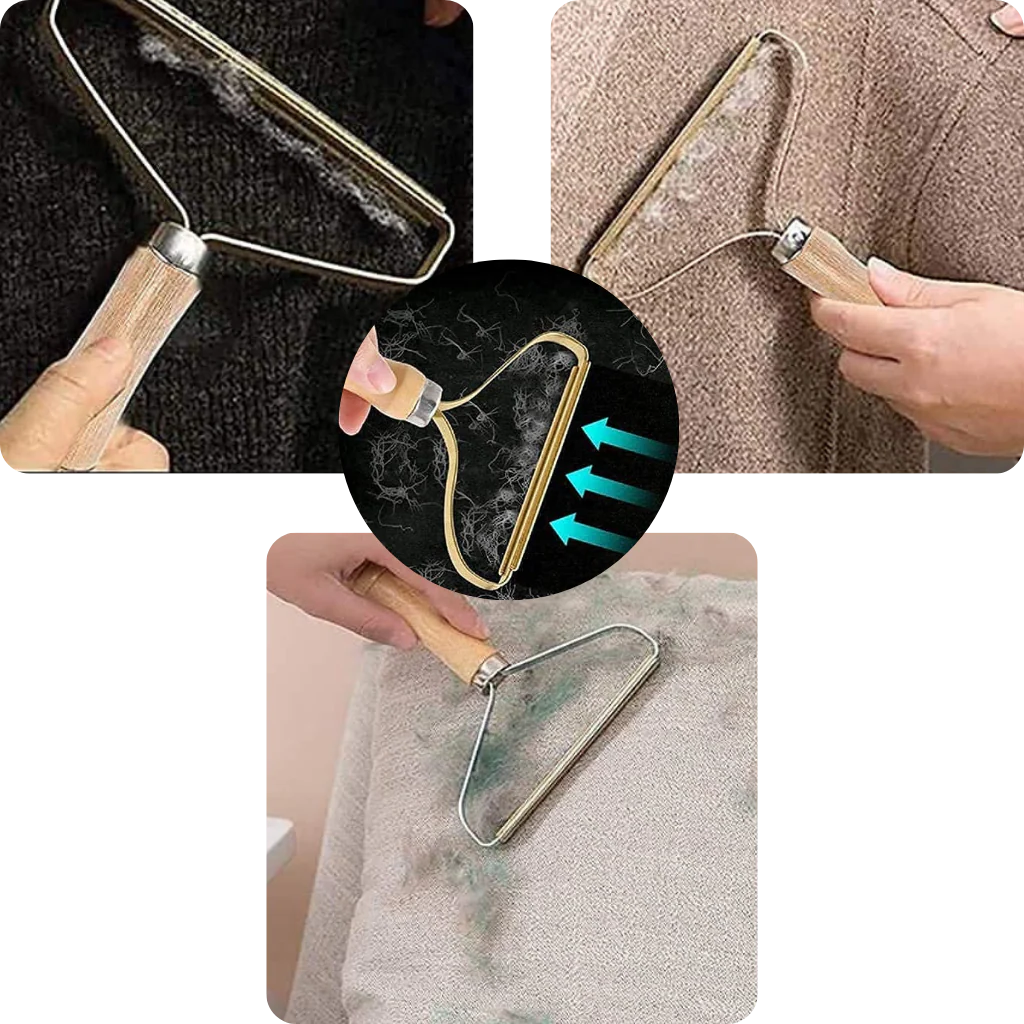 Belro wooden pet hair remover for dogs, featuring a natural wooden handle and grooming surface for effective hair removal.
