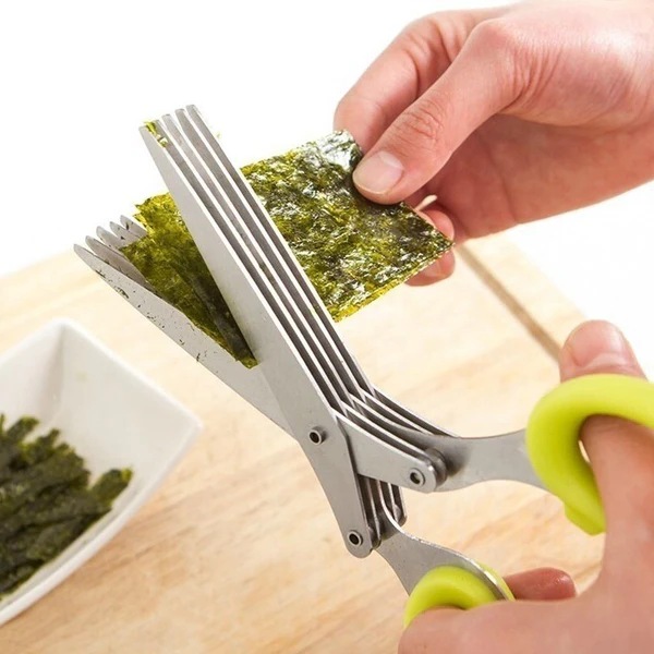 Belro 5-blade kitchen salad scissors with stainless steel blades for easy, efficient salad chopping in kitchen and dining settings.