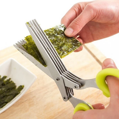 Belro 5-blade kitchen salad scissors with stainless steel blades for easy, efficient salad chopping in kitchen and dining settings.