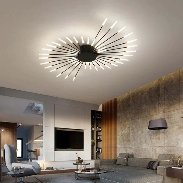 Belro Flush Mount Ceiling Light Fireworks design in a living room setting, ideal for home and garden outdoor decor.