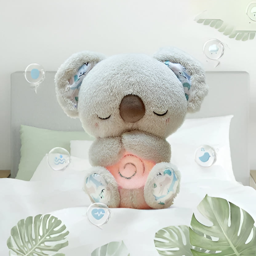 Belro Anxiety Relief Koala plush toy with music, lights, and rhythmic breathing motion, designed for soothing comfort and relaxation.