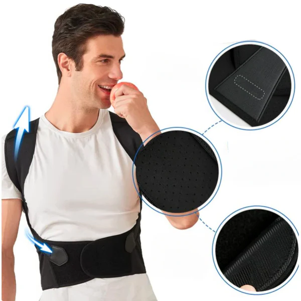 Belro posture correction suspenders for back pain relief, adjustable accessory with padded straps and sturdy clips.